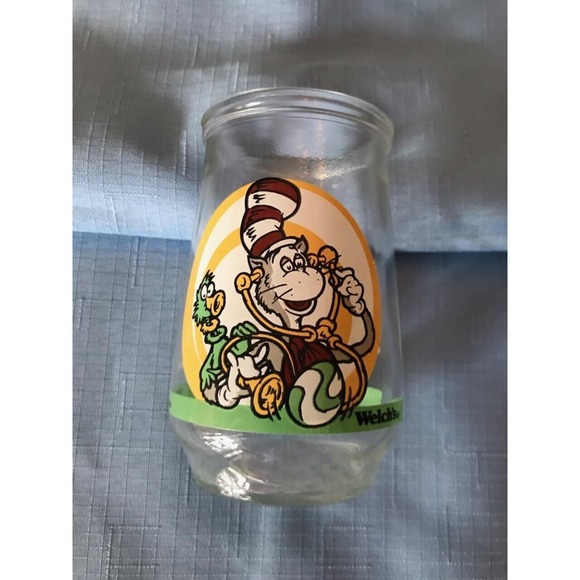VINTAGE WELCH'S JELLY JAR CUPS PAIR (2) Dr. Seuss 1997 & Speedy Gonzalez 1984 - Picture 1 of 6